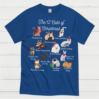12 Cats of Christmas Cat Holiday T Shirt
