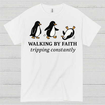 Walking By Faith Christian Humor T Shirt