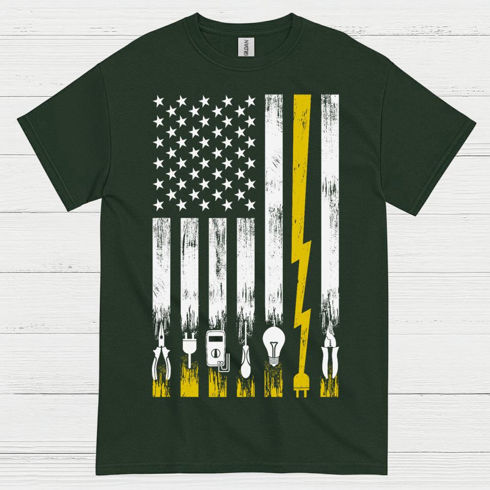Electrician American Flag Tools T Shirt
