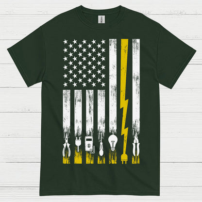 Electrician American Flag Tools T Shirt
