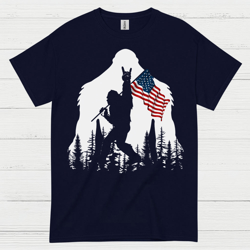 Bigfoot American Flag Silhouette T Shirt