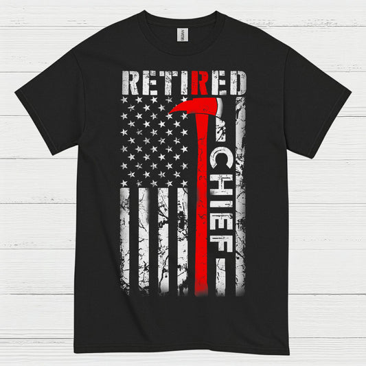 Retired Fire Chief Thin Red Line T Shirt