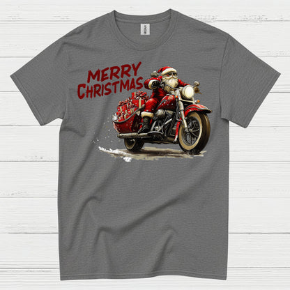 Merry Christmas Motorcycle Santa T Shirt