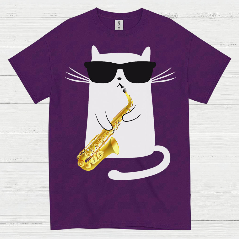 Cool Cat Playing Saxophone T Shirt