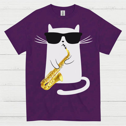 Cool Cat Playing Saxophone T Shirt