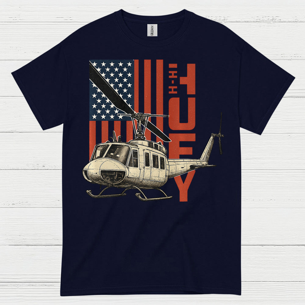 UH-1 Huey American Flag Military T Shirt