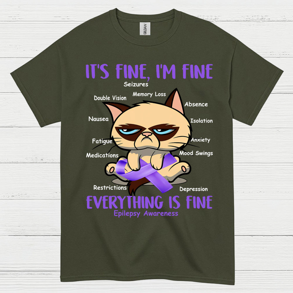 Its Fine Im Fine Epilepsy Cat T Shirt