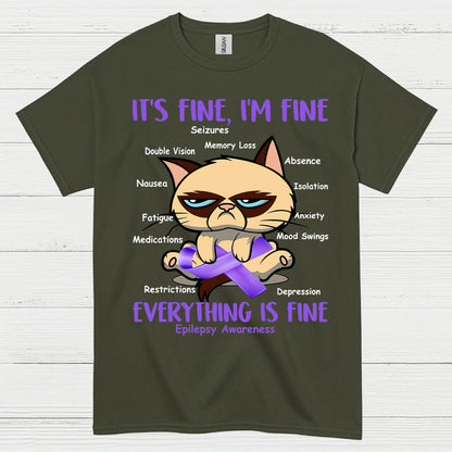 Its Fine Im Fine Epilepsy Cat T Shirt
