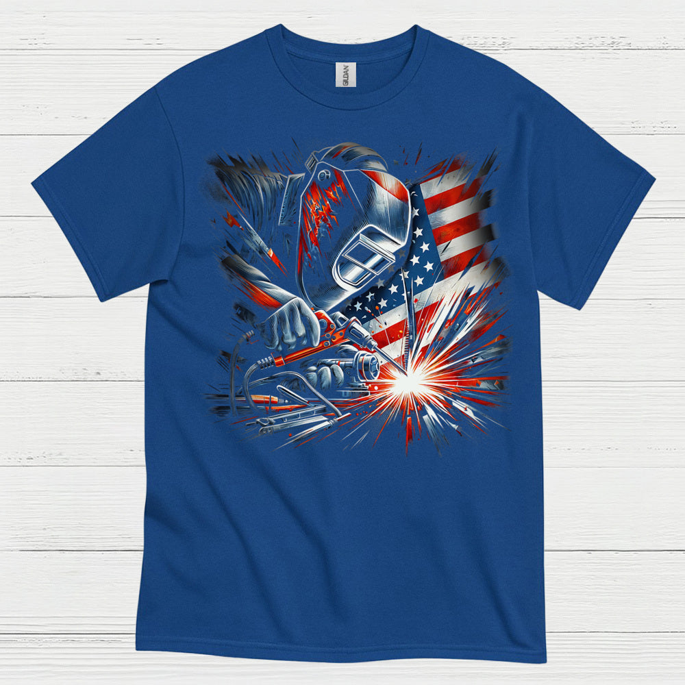 Patriotic Welder American Flag T Shirt