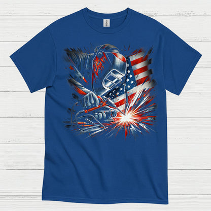 Patriotic Welder American Flag T Shirt
