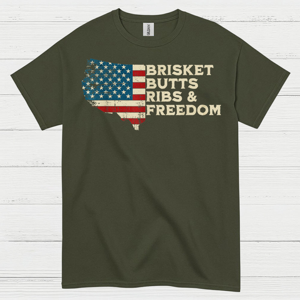 Brisket Butts Ribs And Freedom BBQ T Shirt