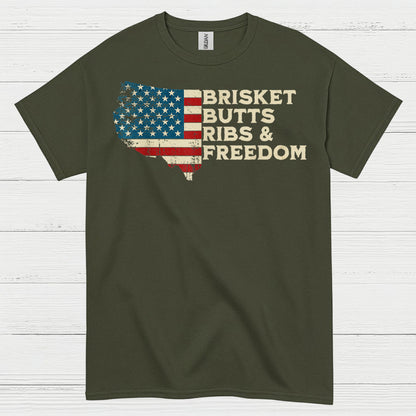 Brisket Butts Ribs And Freedom BBQ T Shirt