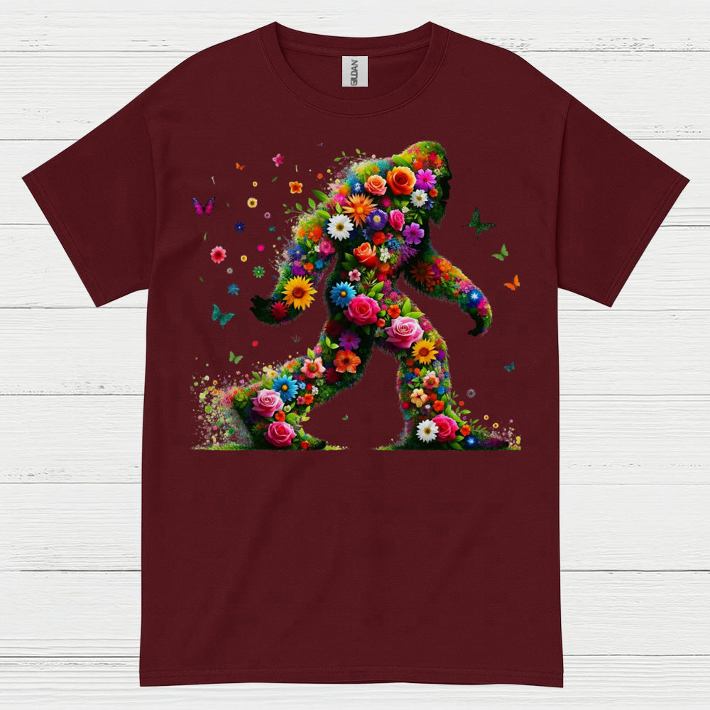 Floral Bigfoot Art T Shirt