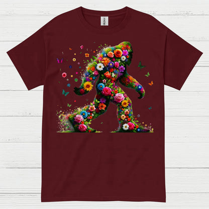 Floral Bigfoot Art T Shirt
