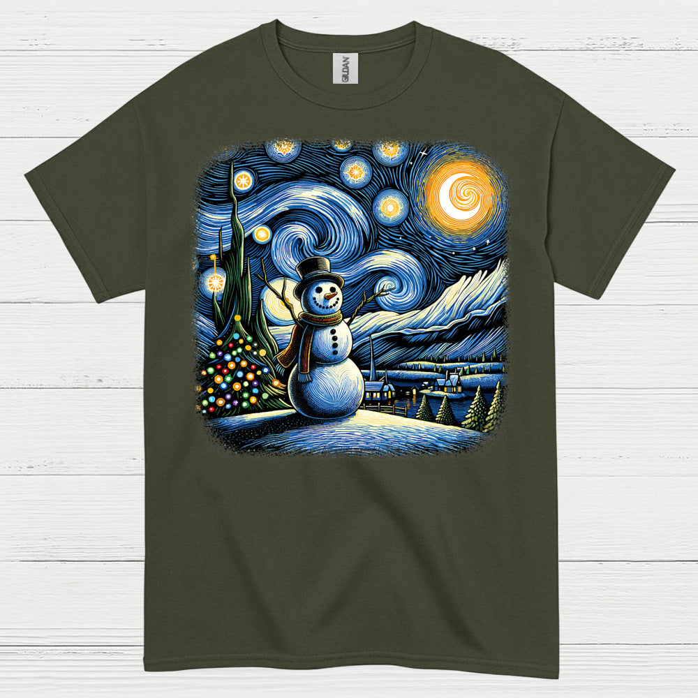 Festive Snowman Art T Shirt