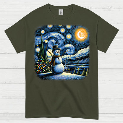 Festive Snowman Art T Shirt