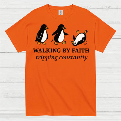 Walking By Faith Christian Humor T Shirt