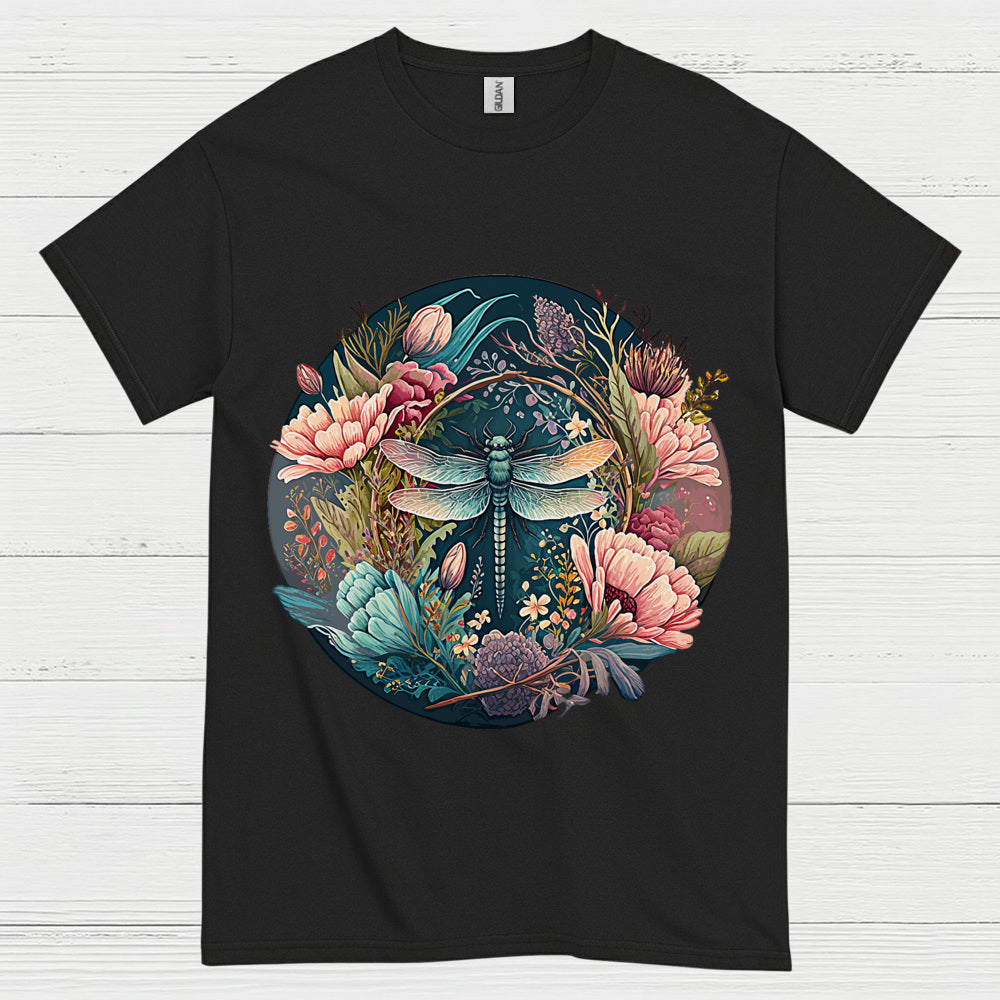 Dragonfly Floral Harmony T Shirt