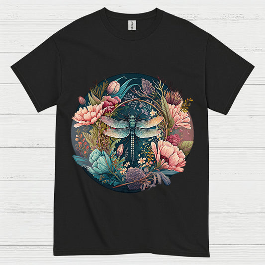 Dragonfly Floral Harmony T Shirt