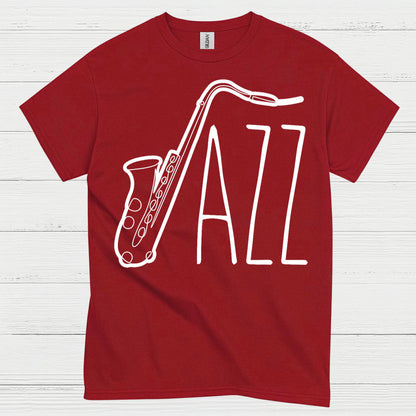 Jazz Saxophone Minimal Line Art T Shirt