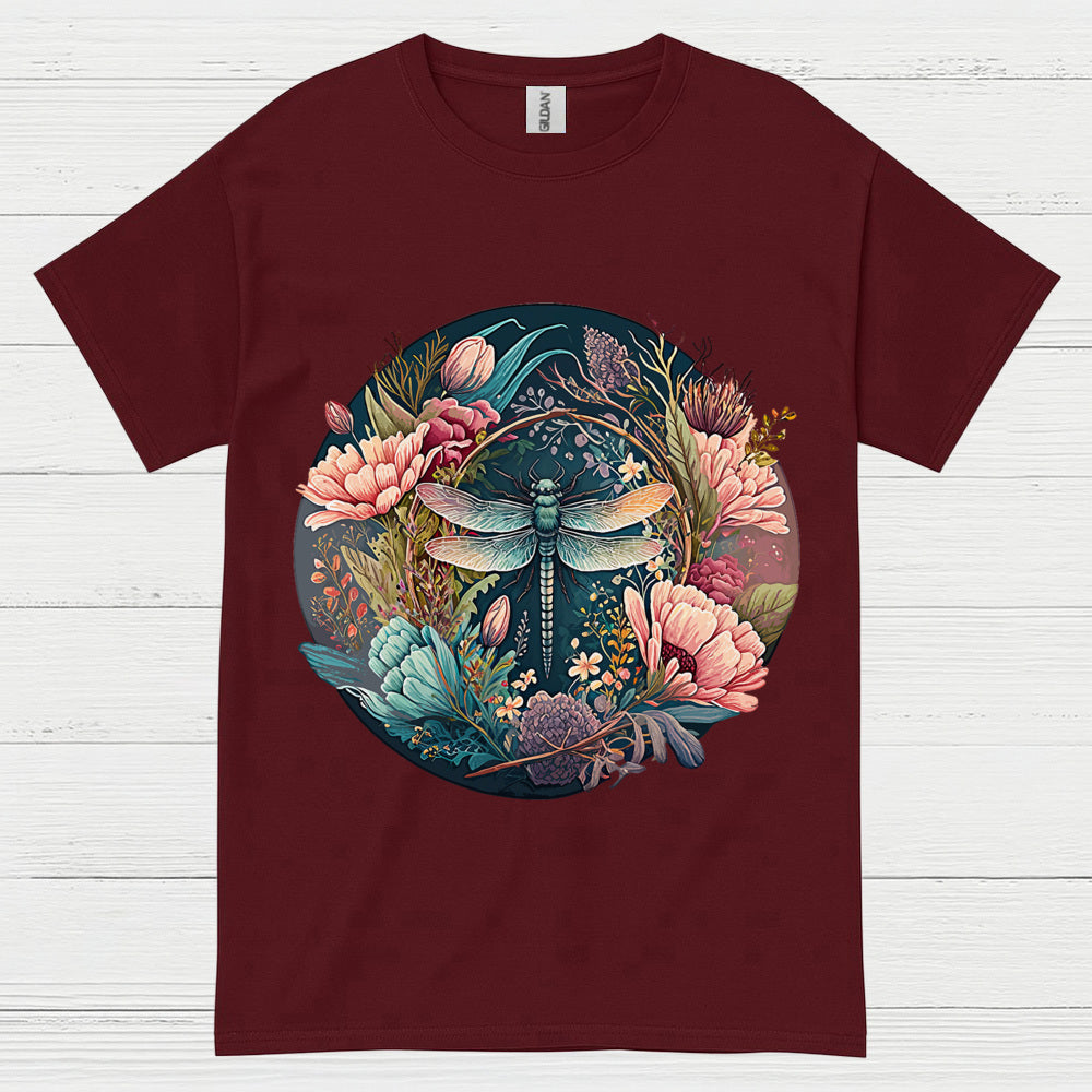 Dragonfly Floral Harmony T Shirt