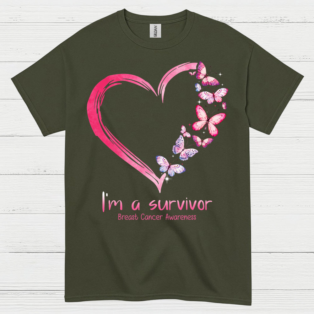 Breast Cancer Survivor Butterfly Heart T Shirt