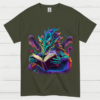 Colorful Reading Dragon T Shirt