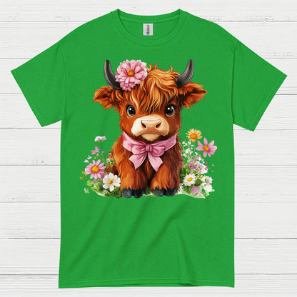 Cute Floral Baby Cow T Shirt