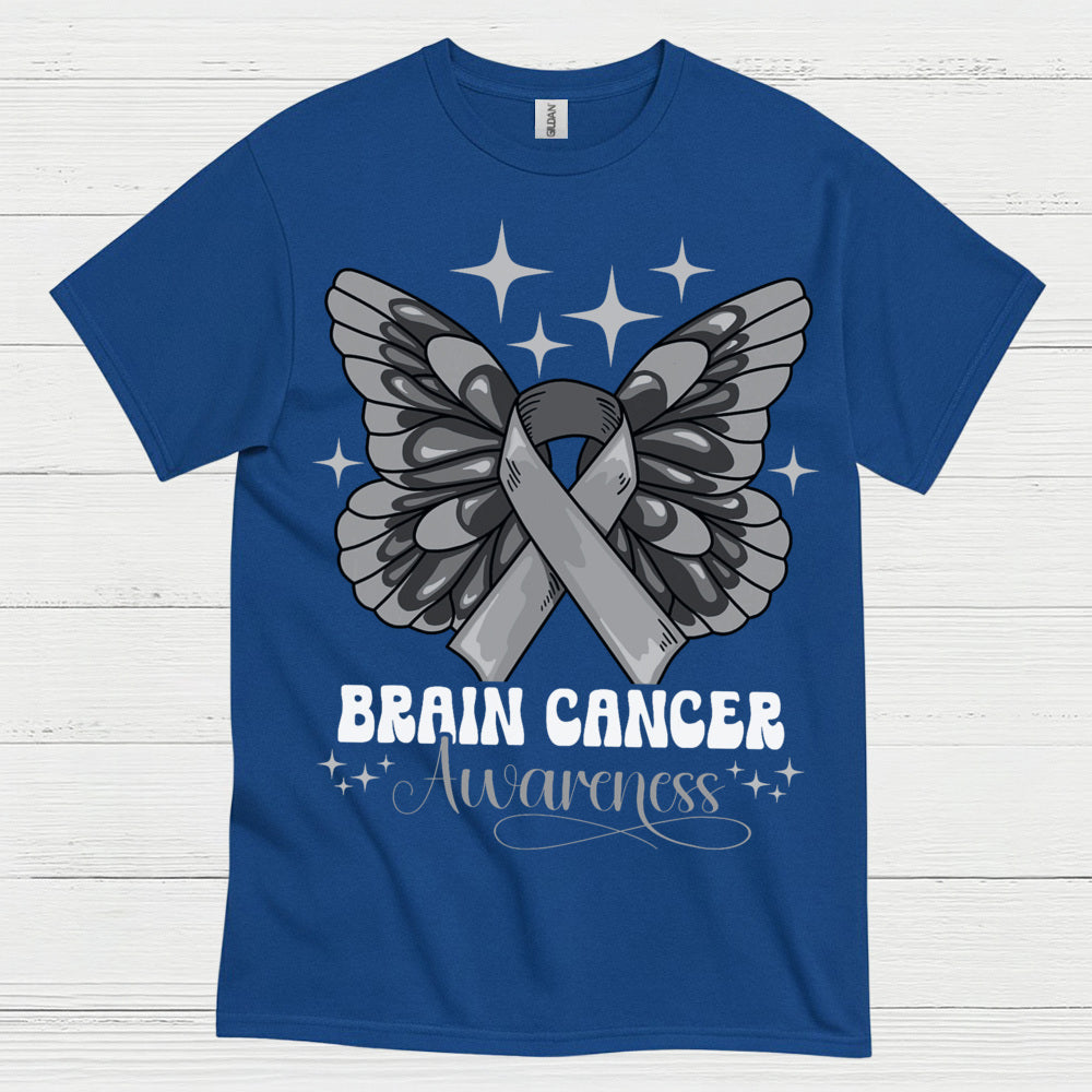 Butterfly Ribbon Brain Cancer Awareness T Shirt
