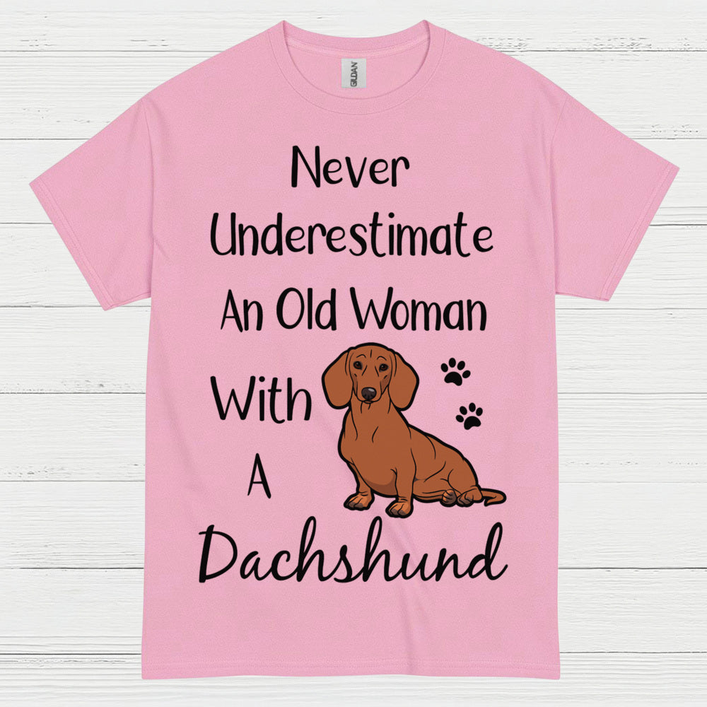 Never Underestimate An Old Woman With A Dachshund T Shirt