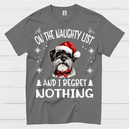 Naughty List Schnauzer Christmas T Shirt