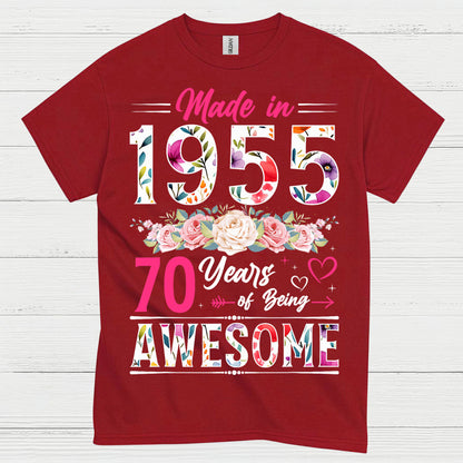 Made in 1955 70 Years Awesome T Shirt