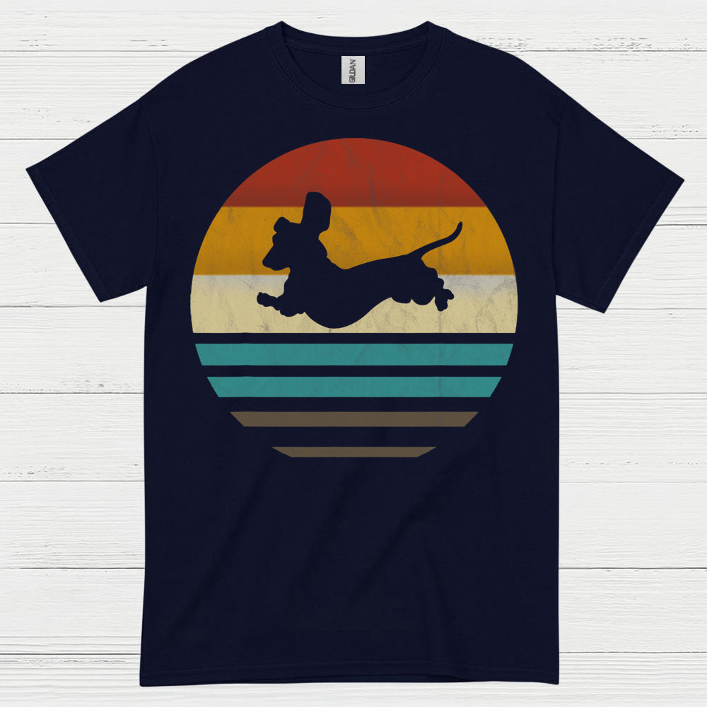 Retro Dachshund Silhouette Sunset T Shirt