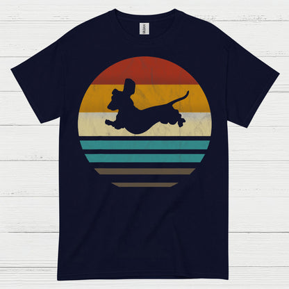 Retro Dachshund Silhouette Sunset T Shirt