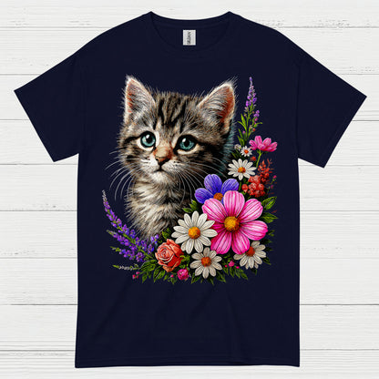 Cute Floral Cat Lover T Shirt