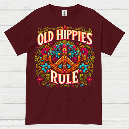Old Hippies Rule Peace Sign T Shirt