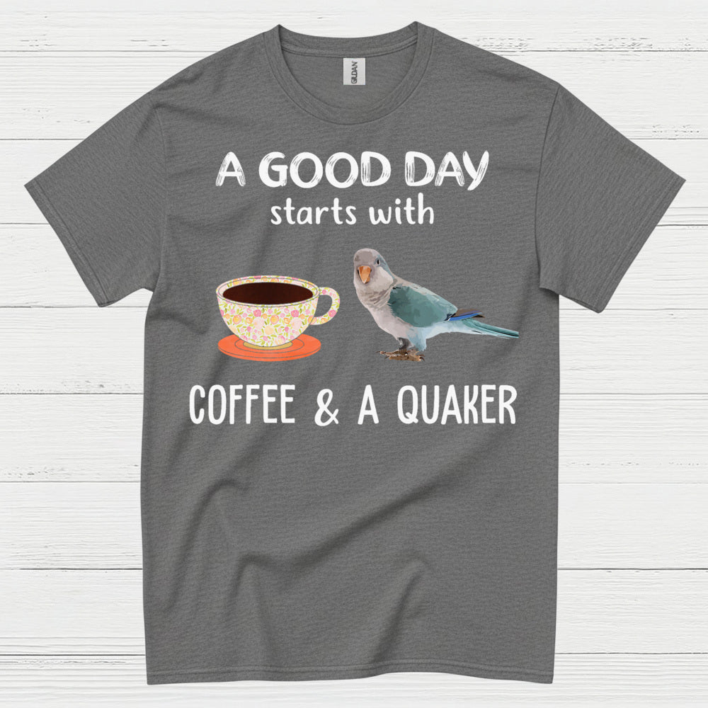 Coffee And A Quaker Funny Parrot T Shirt