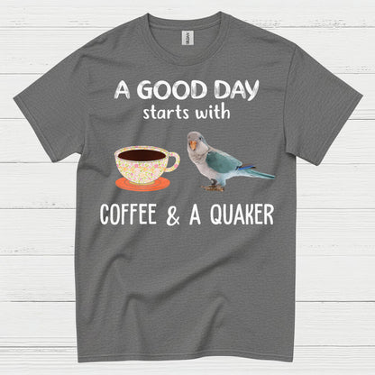 Coffee And A Quaker Funny Parrot T Shirt