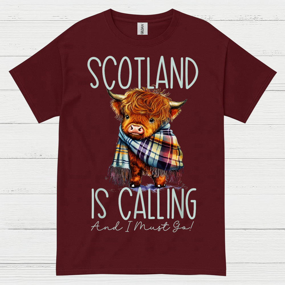 Scotland Is Calling Highland Cow T Shirt
