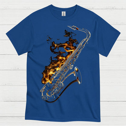 Burning Saxophone Music Art T Shirt