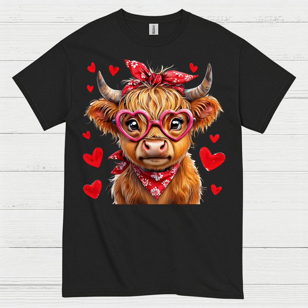 Cute Valentine Cow Heart Glasses T Shirt