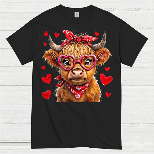 Cute Valentine Cow Heart Glasses T Shirt