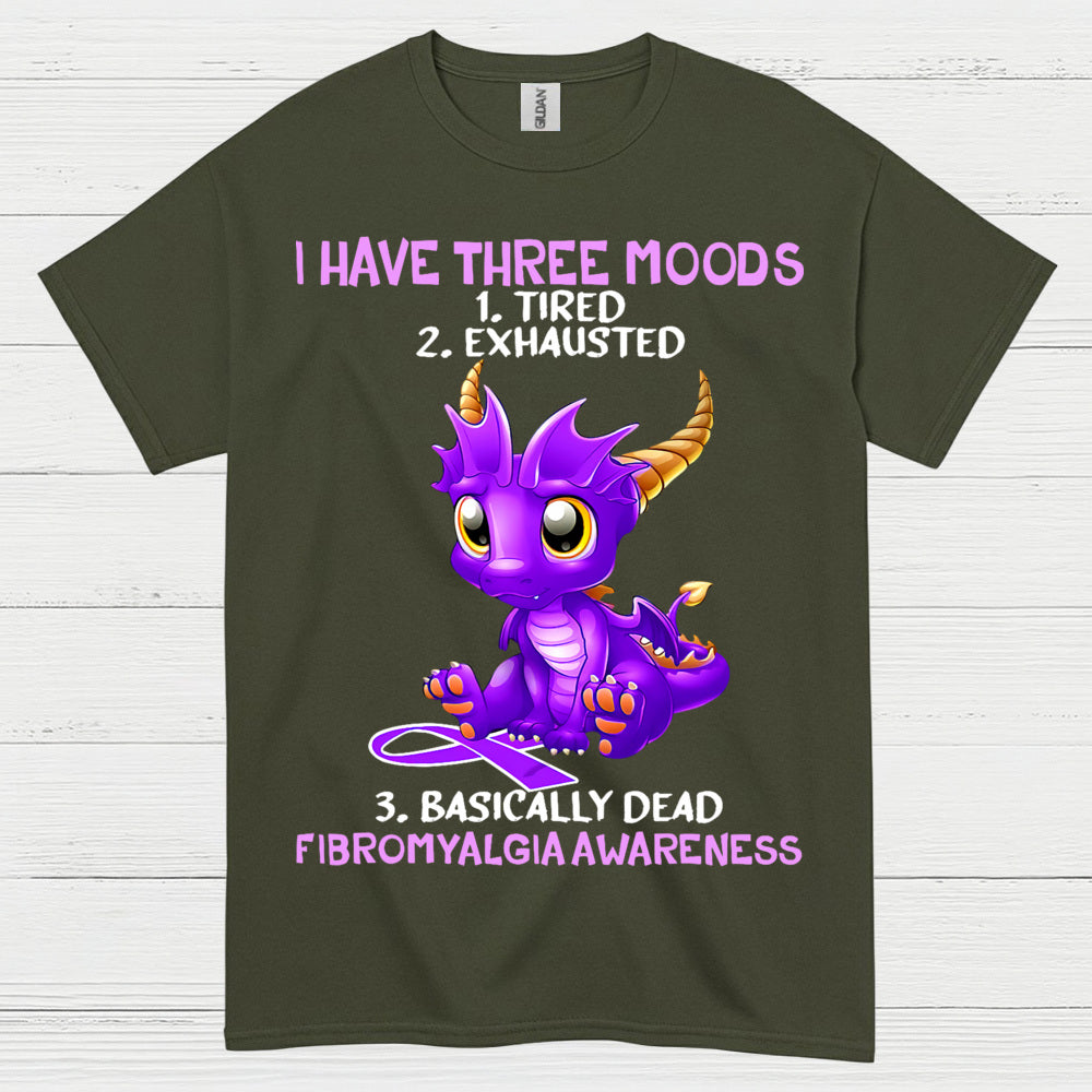 I Have Three Moods Fibromyalgia Awareness Dragon T Shirt
