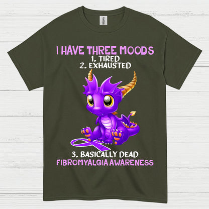 I Have Three Moods Fibromyalgia Awareness Dragon T Shirt