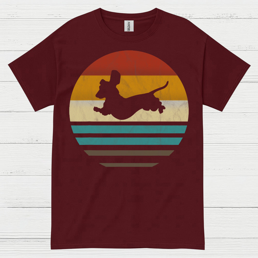 Retro Dachshund Silhouette Sunset T Shirt