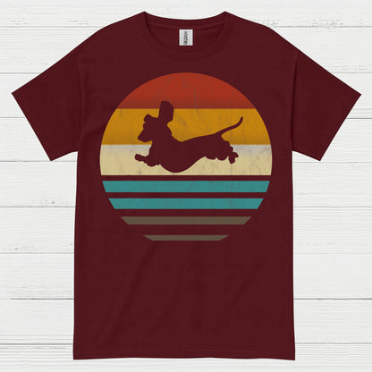 Retro Dachshund Silhouette Sunset T Shirt