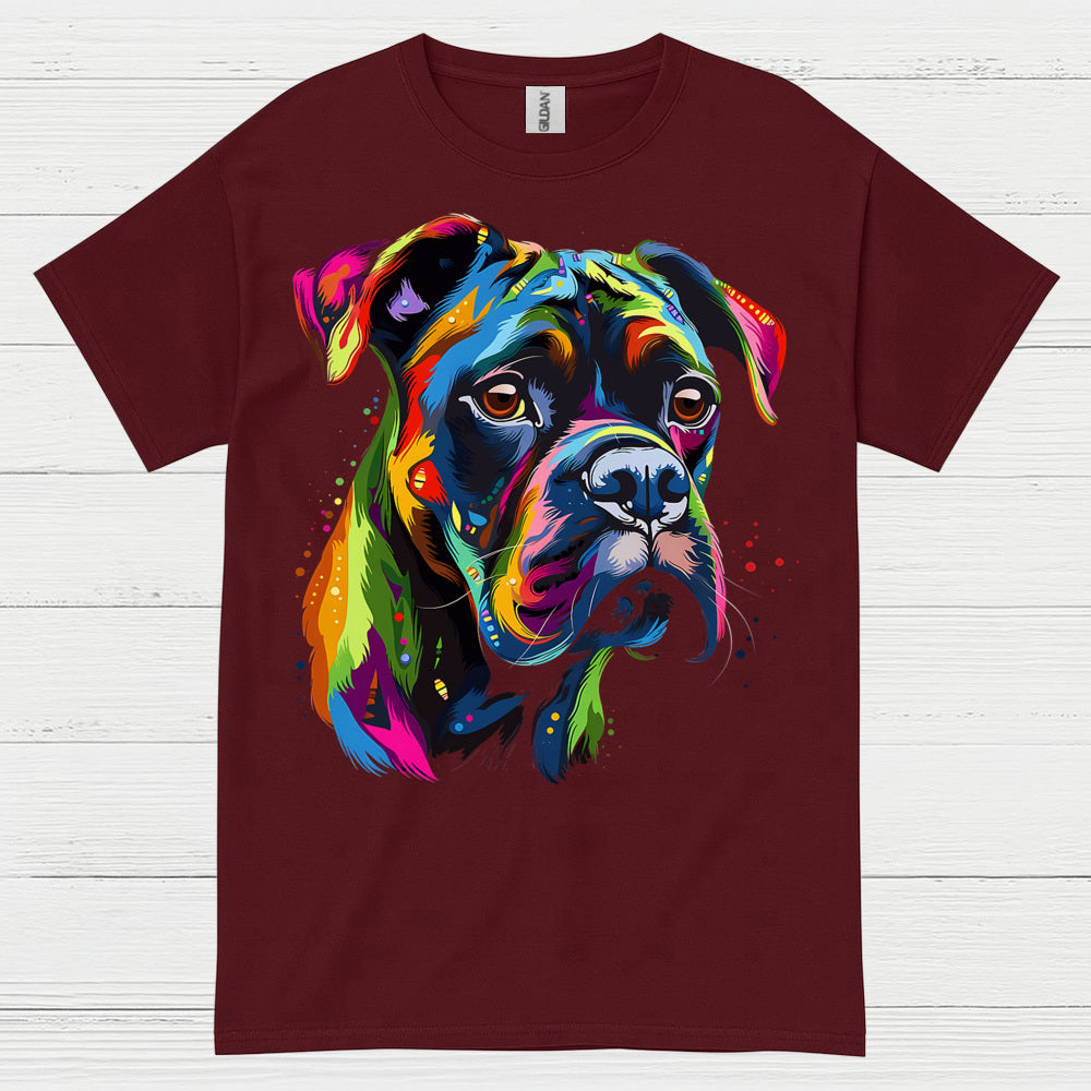 Colorful Boxer Dog Art T Shirt