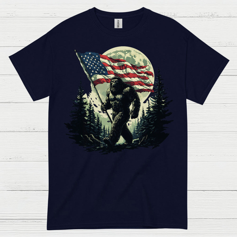 Freedom Walk American Flag Bigfoot T Shirt