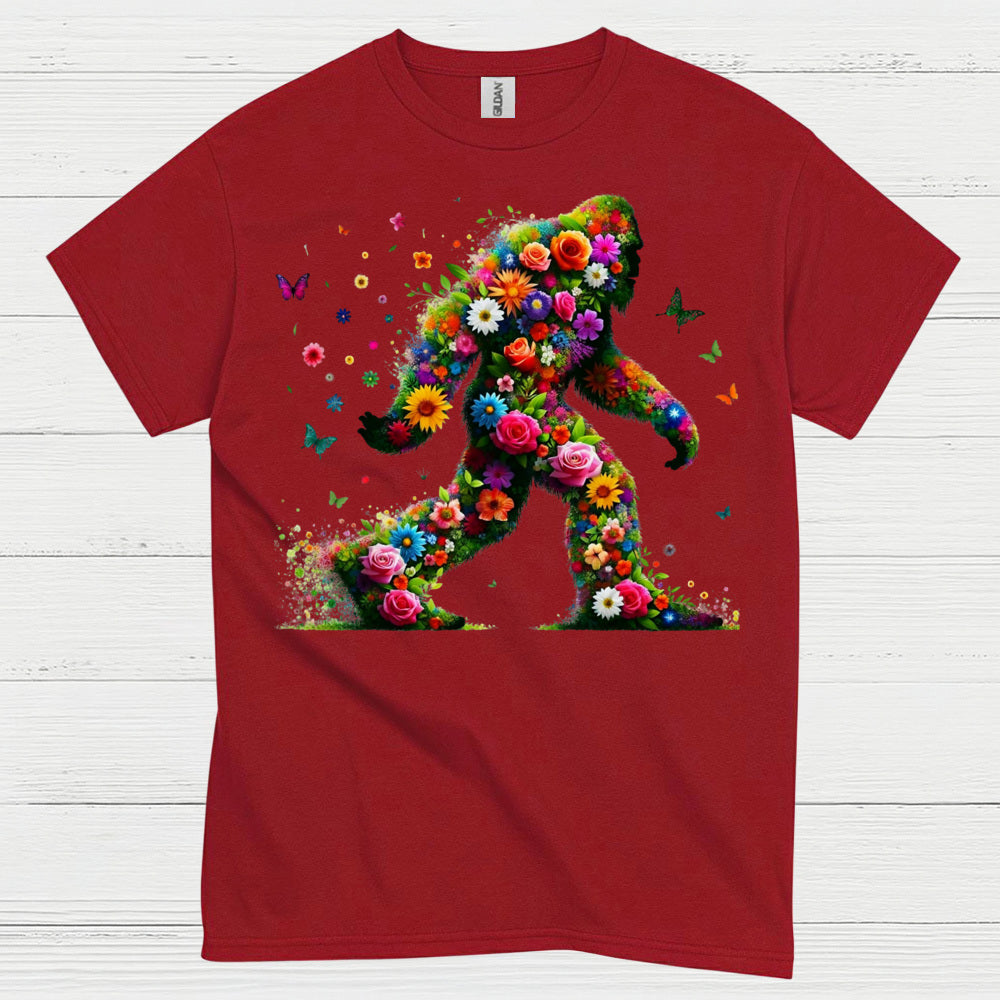 Floral Bigfoot Art T Shirt
