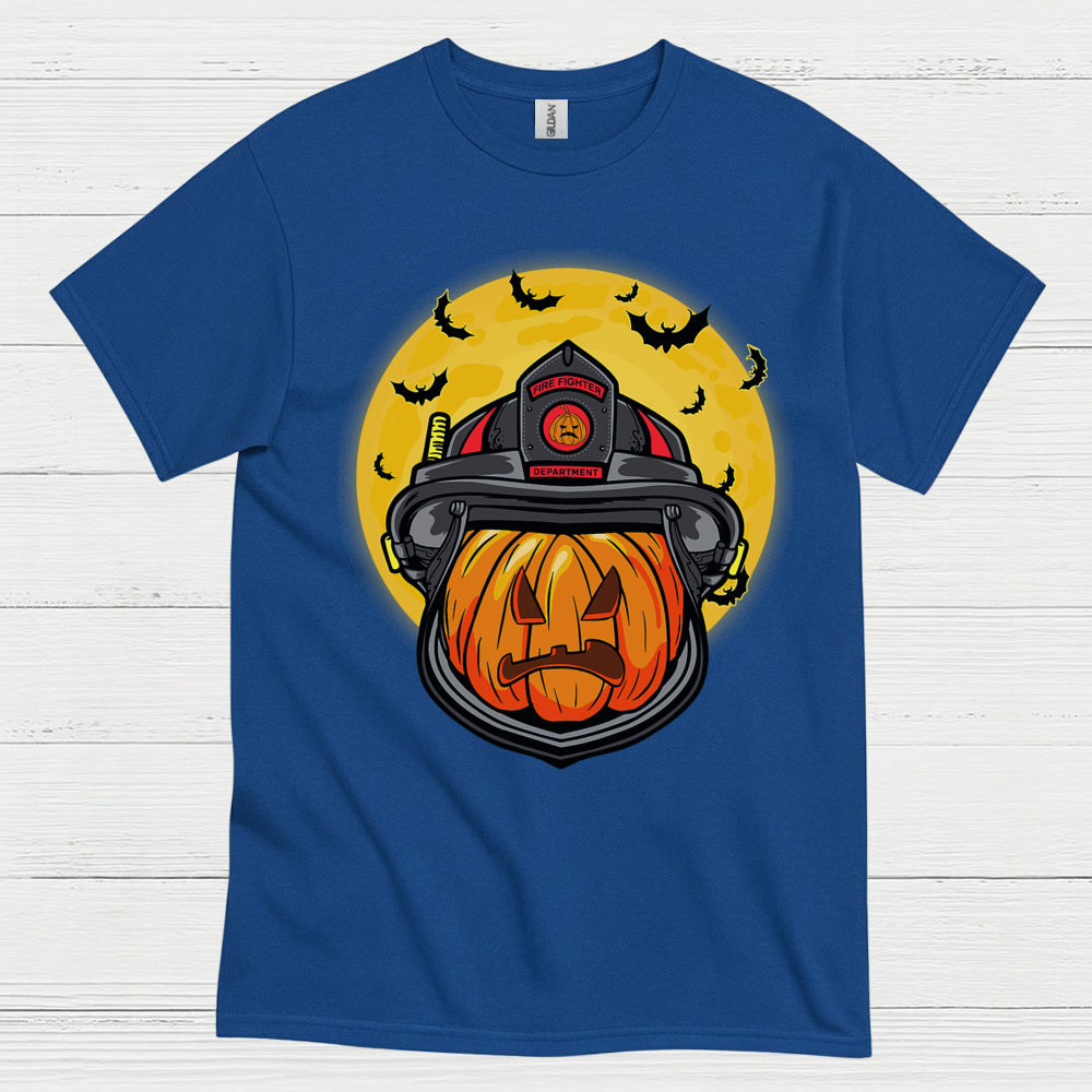 Firefighter Pumpkin Helmet Halloween T Shirt